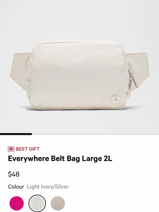 lululemon athletica Handbags - lululemon athletica Everywhere Belt Bag - Light Ivory with Silver Hardware